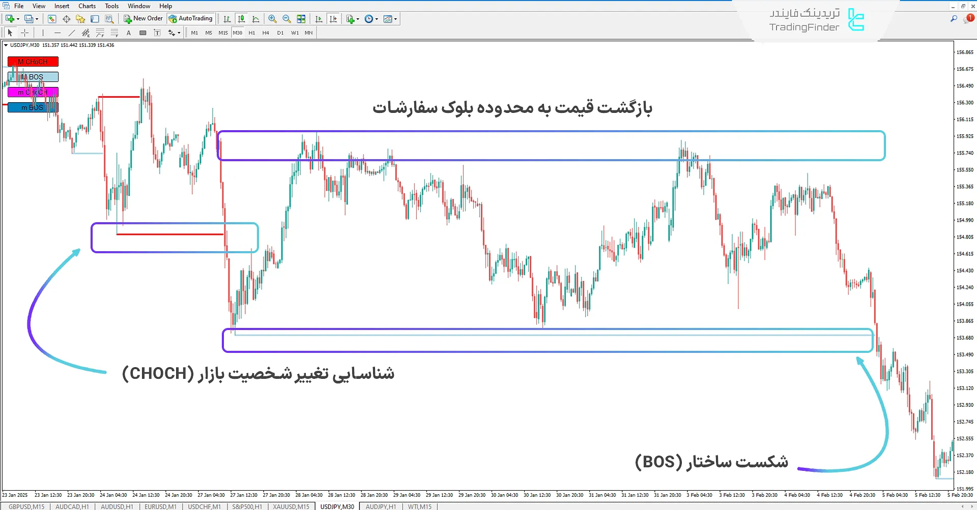 دانلود اندیکاتور ساختار بازار (BOS-CHOCH) در متاتریدر 4 - رایگان - [تریدینگ فایندر] 2