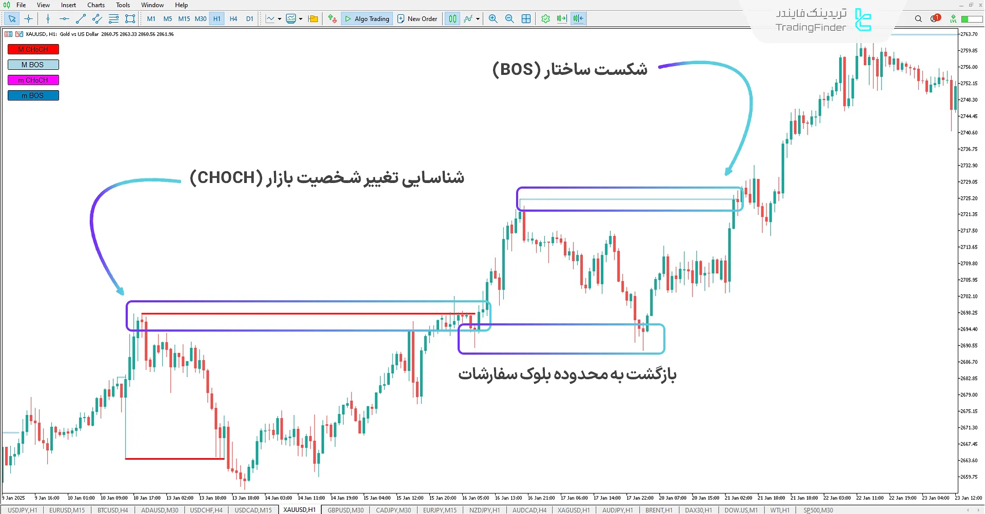 دانلود اندیکاتور ساختار بازار (BOS-CHOCH) در متاتریدر 5 - رایگان - [تریدینگ فایندر] 1