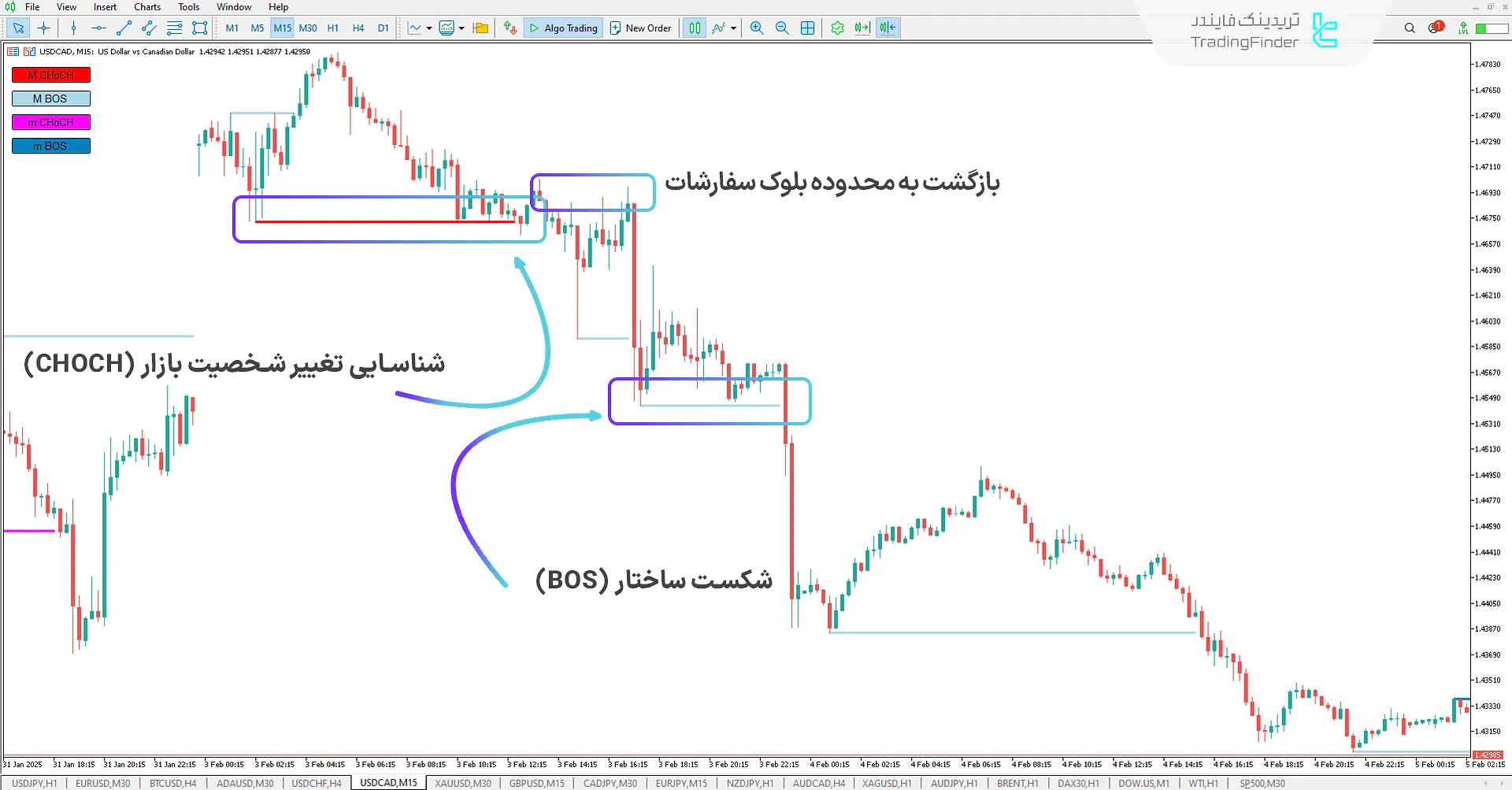 دانلود اندیکاتور ساختار بازار (BOS-CHOCH) در متاتریدر 5 - رایگان - [تریدینگ فایندر] 2