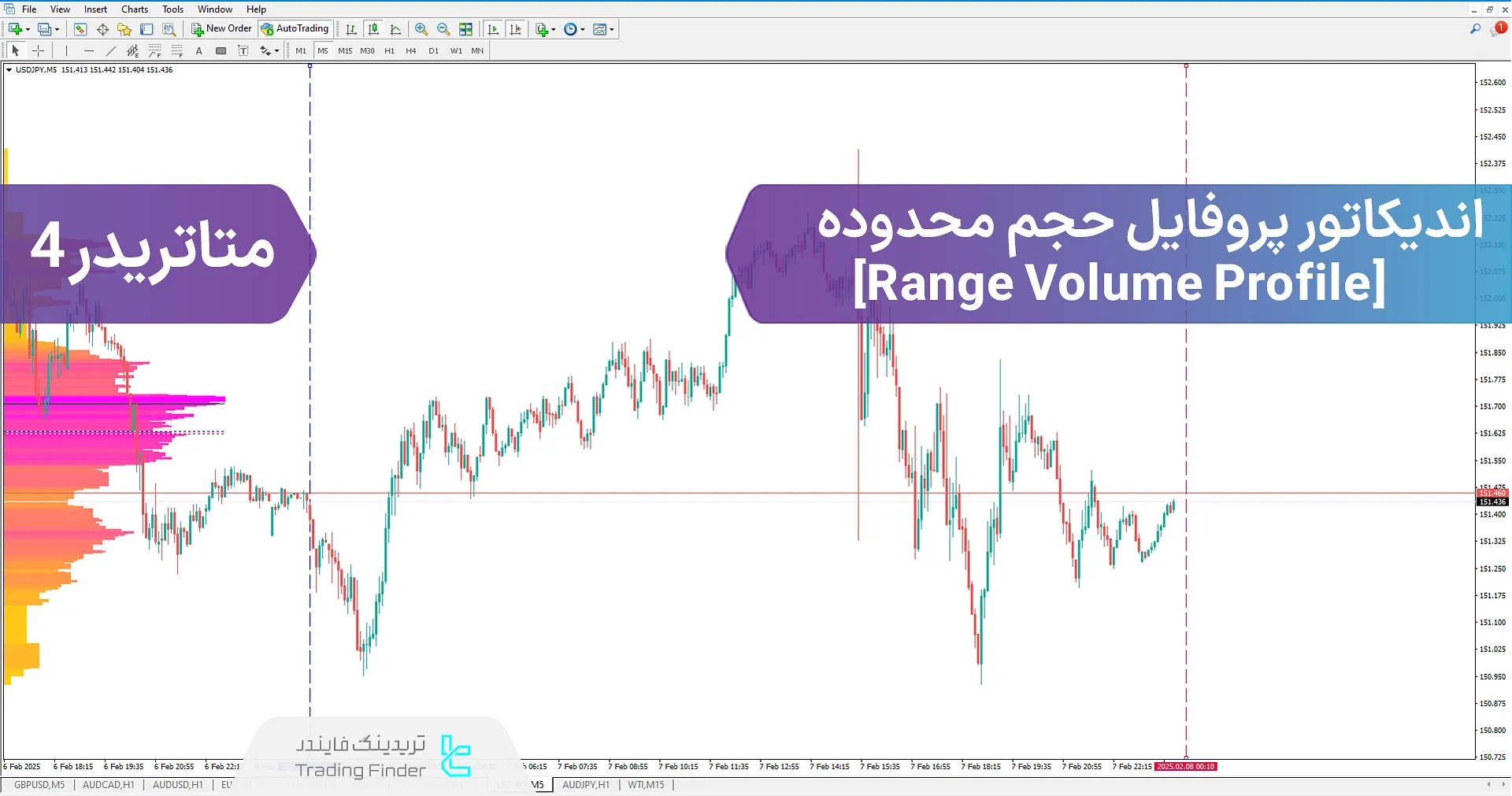 دانلود اندیکاتور پروفایل حجم محدوده (Range Volume Profile) در متاتریدر 4 - رایگان - [تریدینگ فایندر]