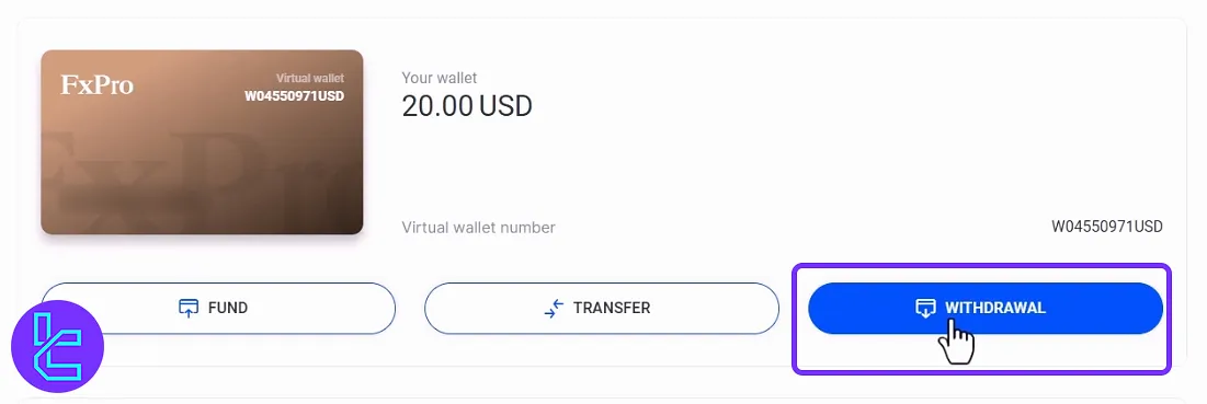 FXPro ERC20 payout from the dashboard