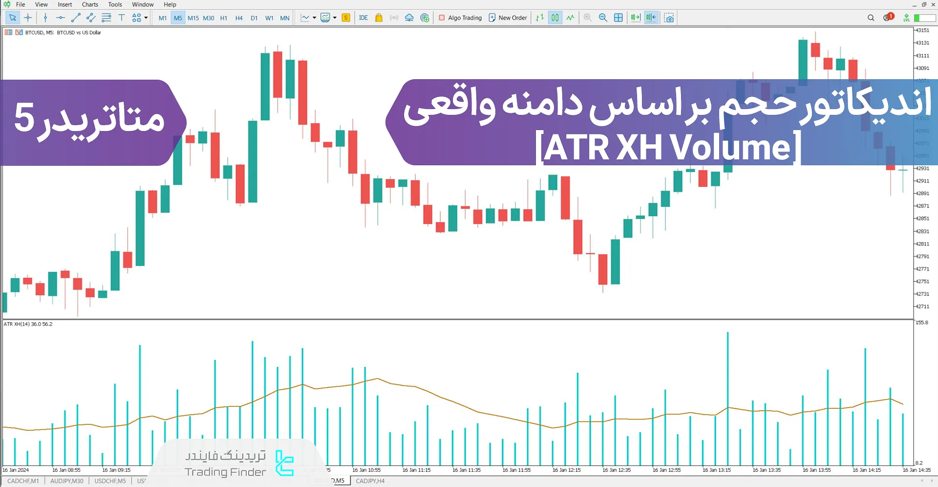 دانلود اندیکاتور حجم بر اساس دامنه واقعی (ATR XH Volume) در متاتریدر5 - رایگان