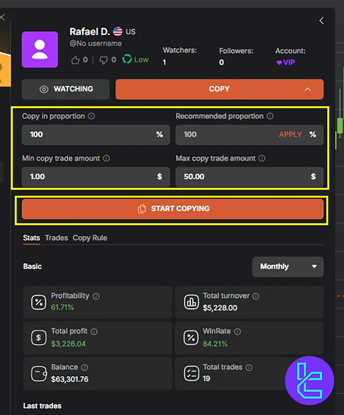 Starting the Tradonex copy trading
