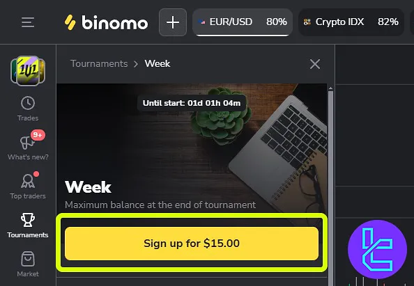 Binomo trading contest sign-up