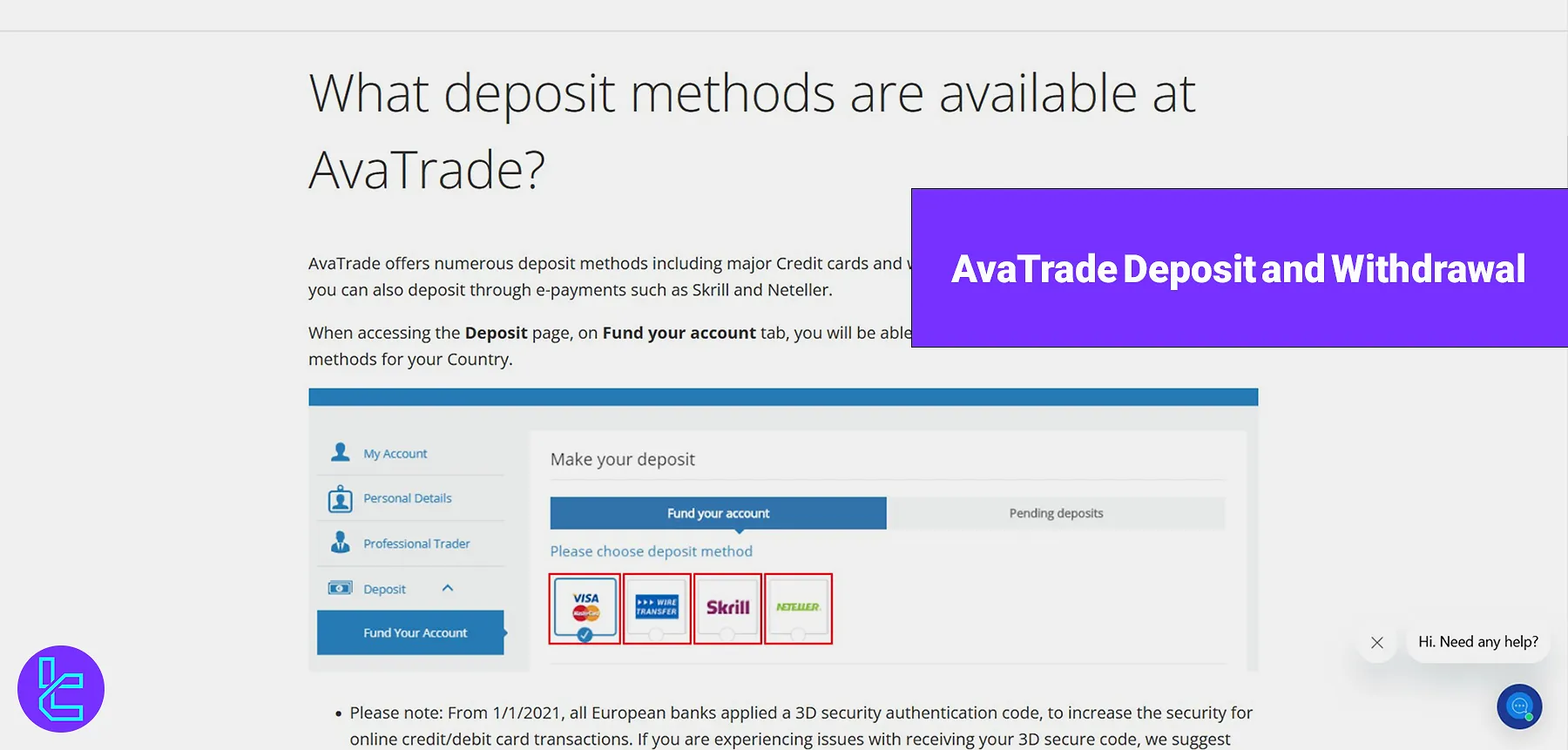 AvaTrade Deposit and Withdrawal