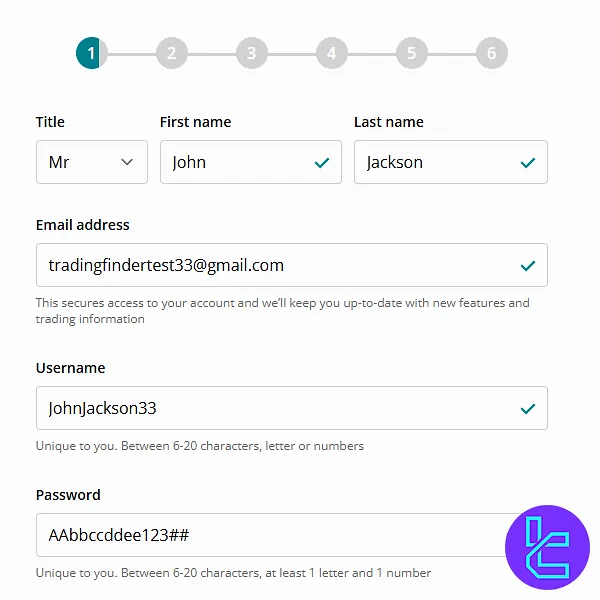 Spreadex sign-up form