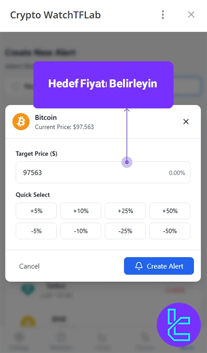 TradingFinder Crypto Market Watch Mini Uygulaması Fiyat Uyarıları