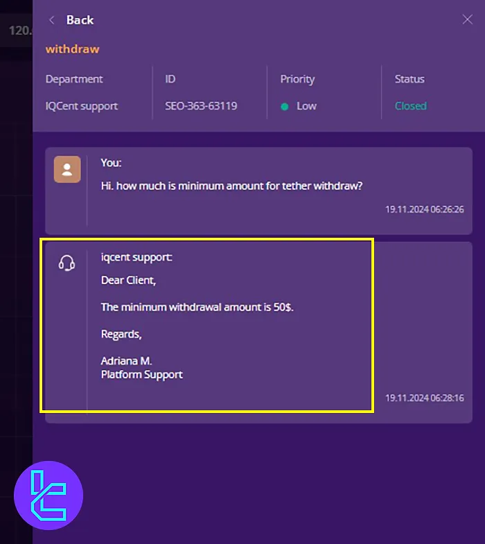 IQCent Minimum Withdrawal Limit