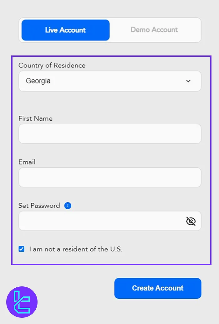 Completing the Signup Form on PuPrime