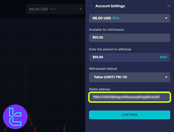 Daxbase TRC-20 payout wallet address