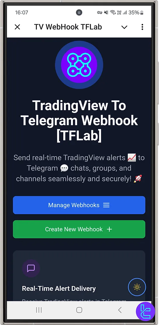 TradingView Alert Webhook Mini App