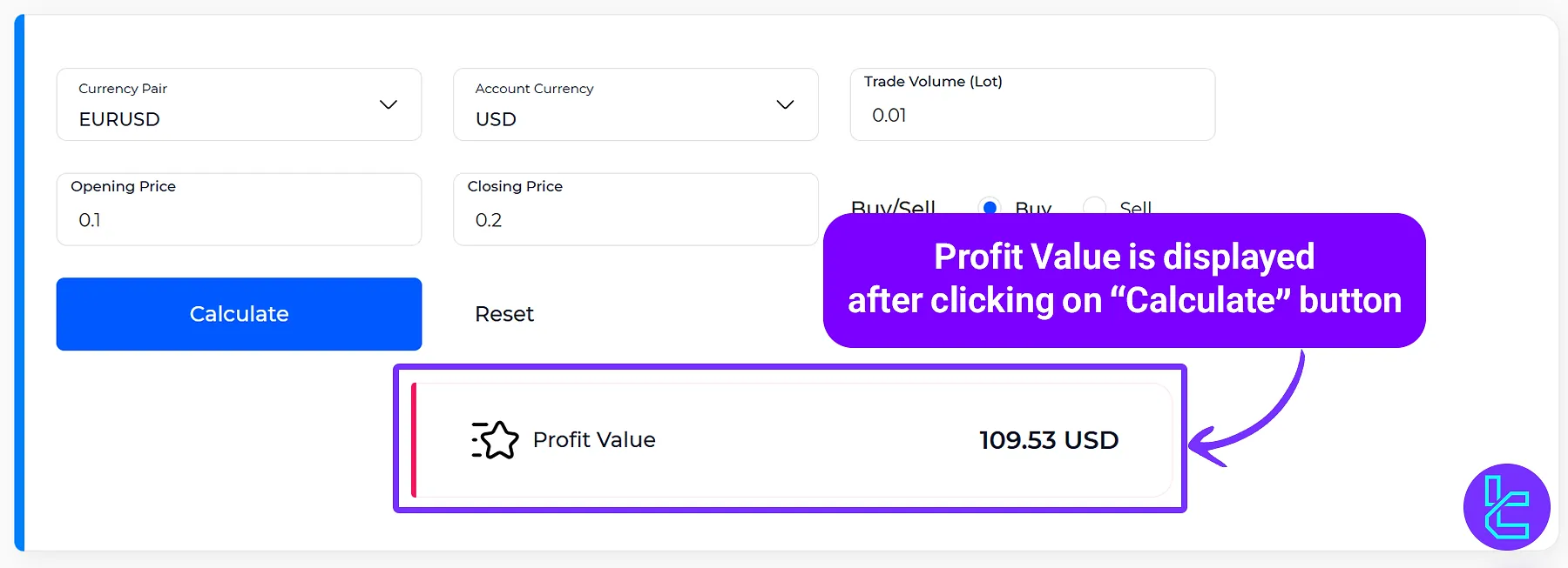 TradingFinder Profit Calculator Tool