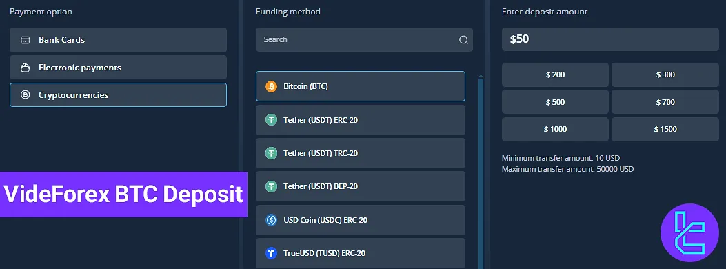 VideForex BTC Deposit 2025 [$10 Minimum Deposit]