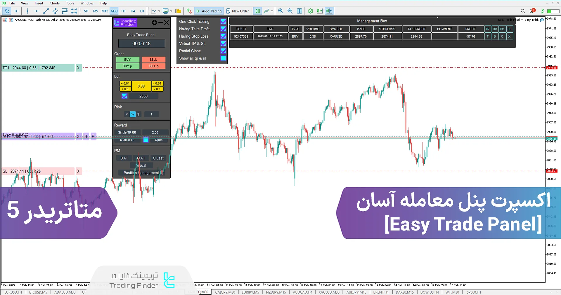 دانلود اکسپرت پنل معامله آسان (Easy Trade Panel) در متاتریدر 5 - رایگان