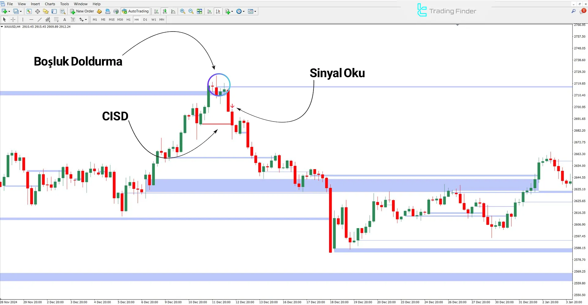 CISD - CSD + Opening Gaps Göstergesi Meta Trader 4 İndir - [TradingFinder] 2