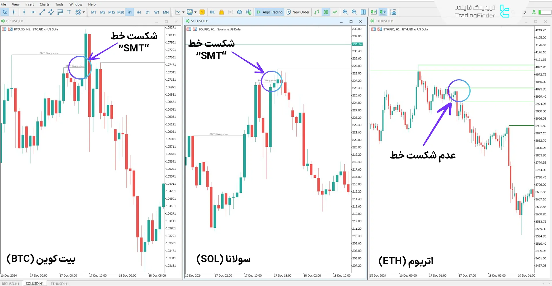 اندیکاتور واگرایی مخفی پول هوشمند کریپتو (Hidden SMT Divergence) در متاتریدر 5 1