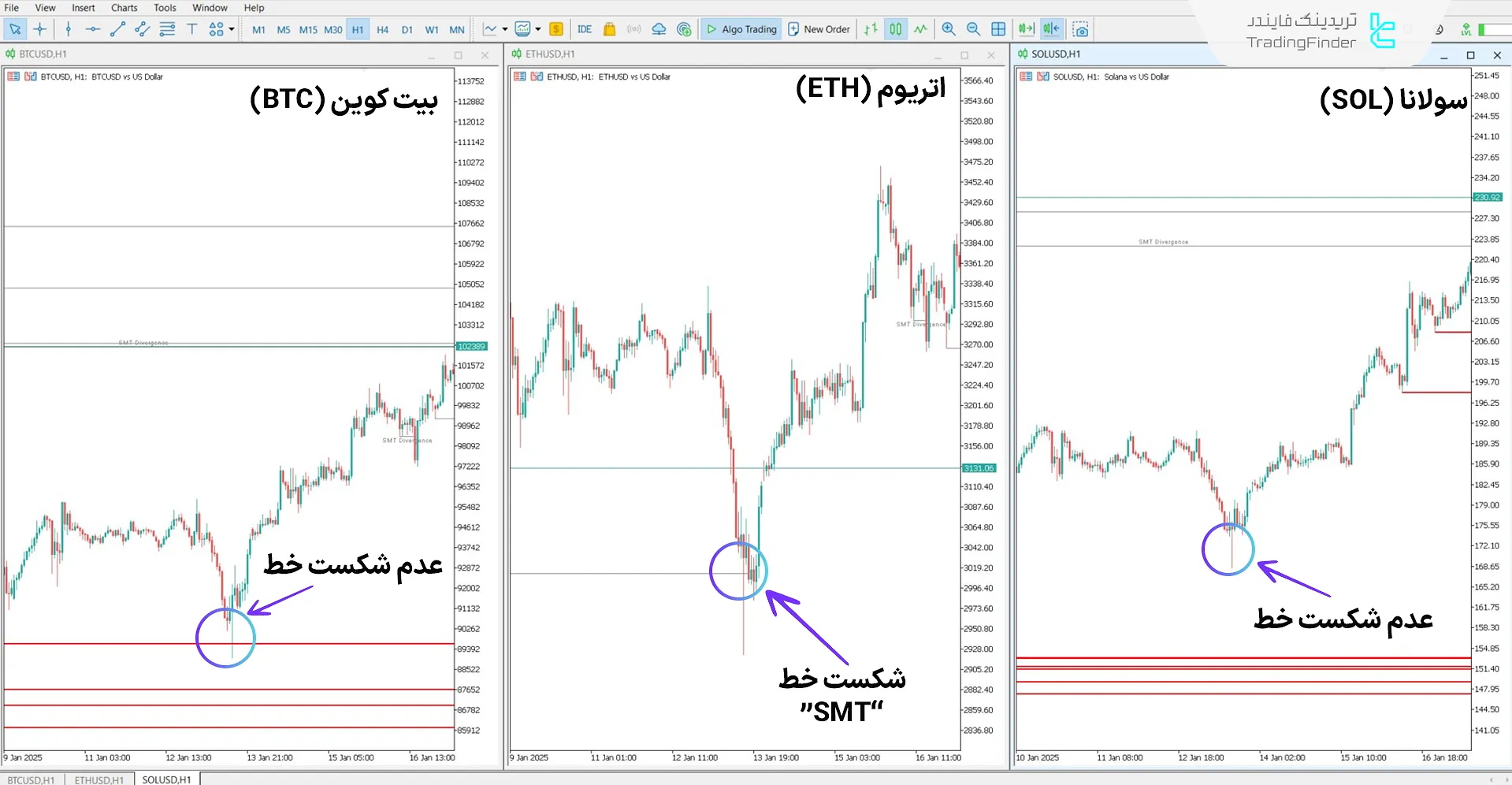 اندیکاتور واگرایی مخفی پول هوشمند کریپتو (Hidden SMT Divergence) در متاتریدر 5 2