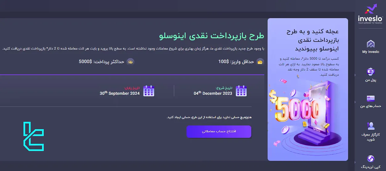 طرح بازپرداخت نقدی بروکر اینوسلو