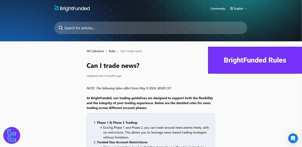 BrightFunded Rules - Hedging, Positions Over Night and Weekends 2025