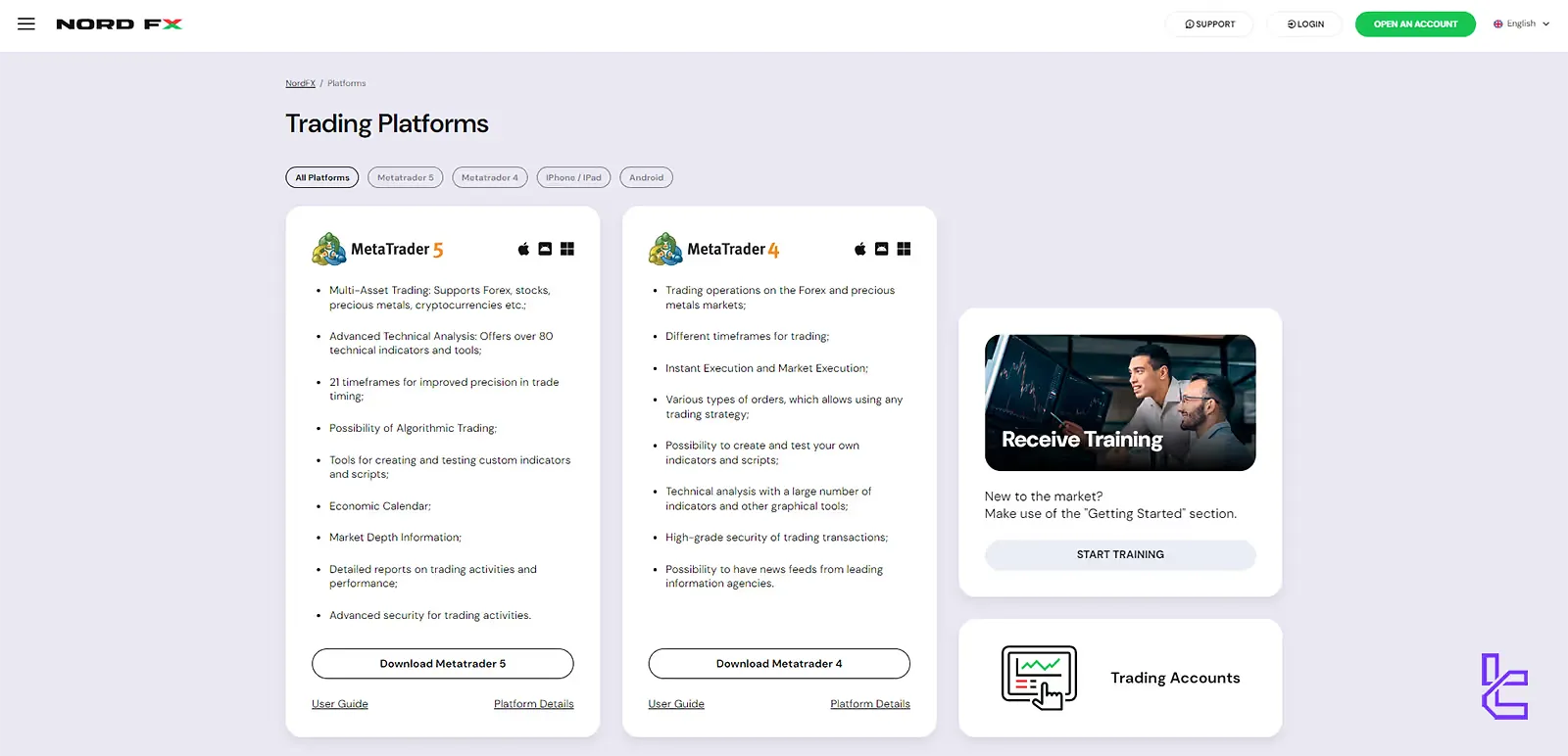 NordFX Platforms