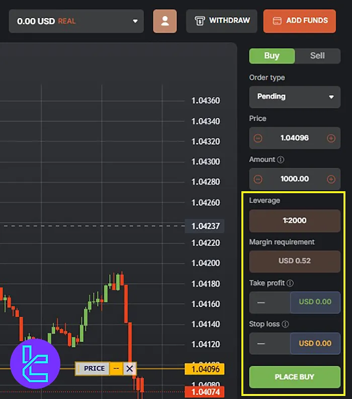 Tradonex Platform Leverage Trading Settings