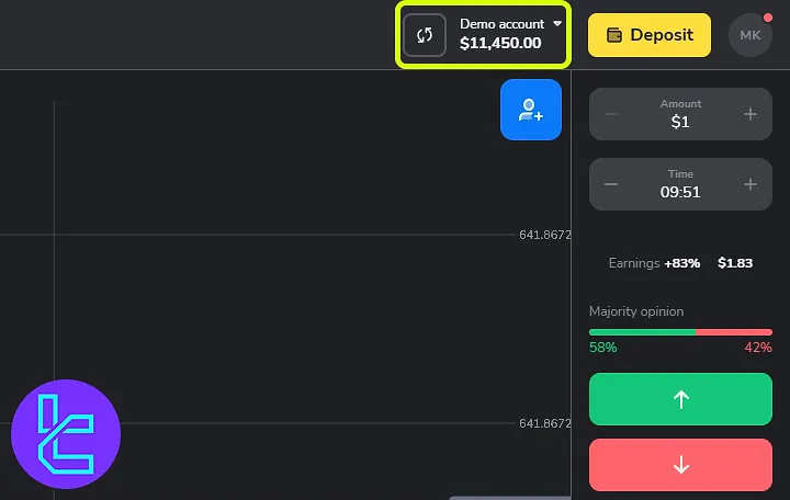 Binomo trading interface account switch feature