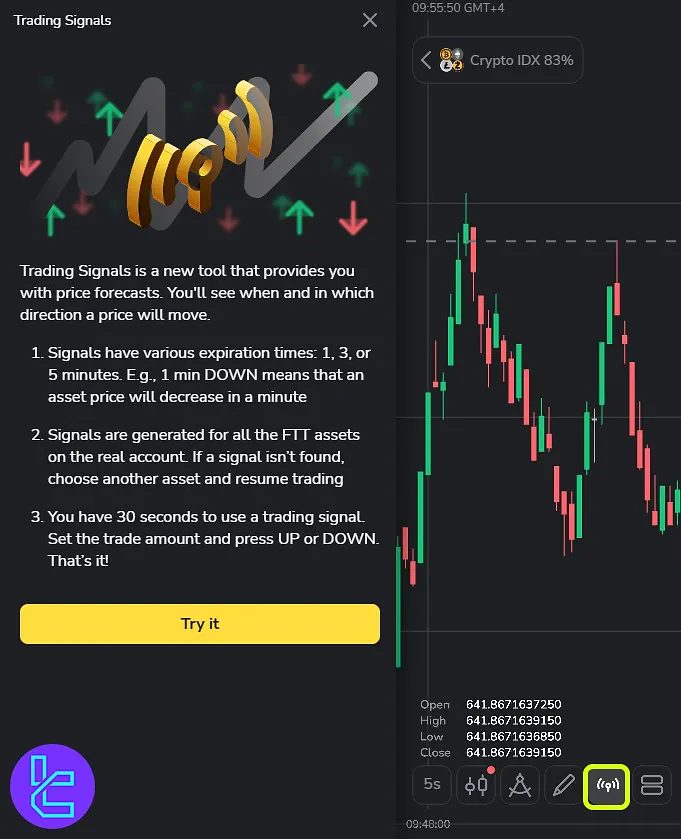 Binomo trading platform signals section