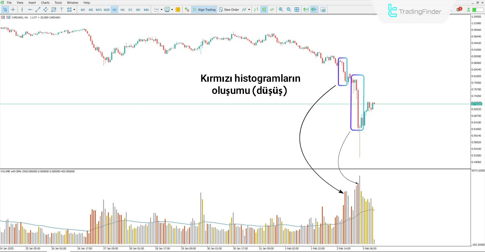 HawkEye Volume Göstergesi MT5 için İndir - Ücretsiz - [TradingFinder] 2