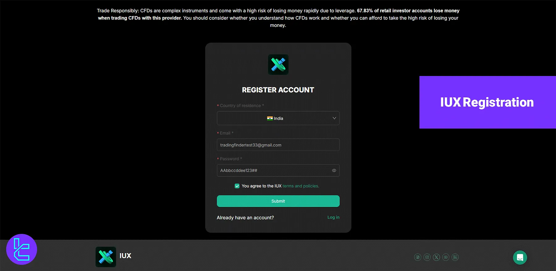 IUX Registration - Email, Country, and Password [3 Steps] 2025