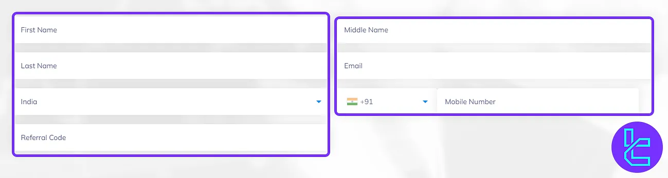 TMGM sign-up form