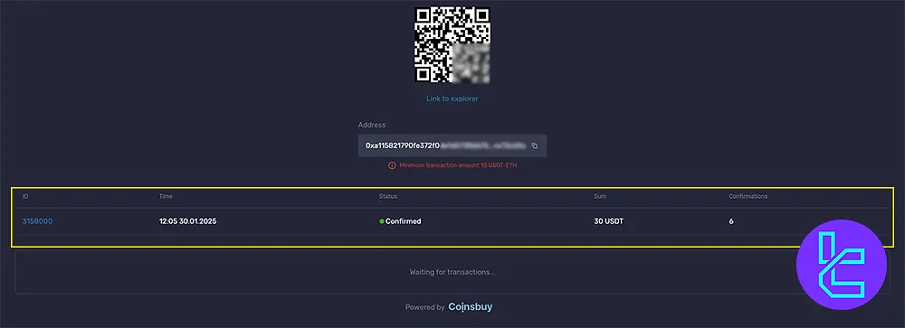 Confirming Alpari USDT ERC20 Deposit Status