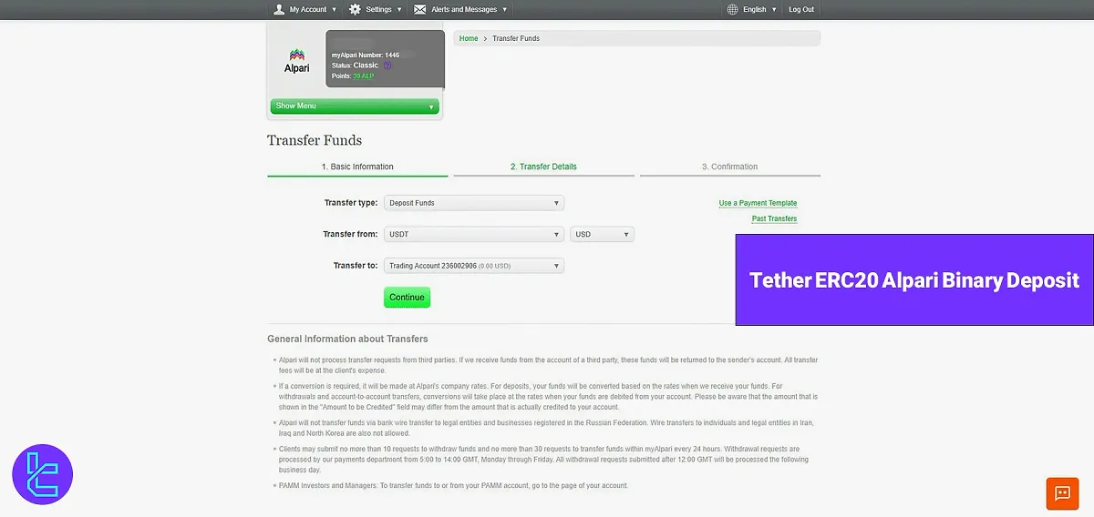 Alpari Binary Tether ERC20 Deposit - Fund within 30 minutes [5 Steps] 2025