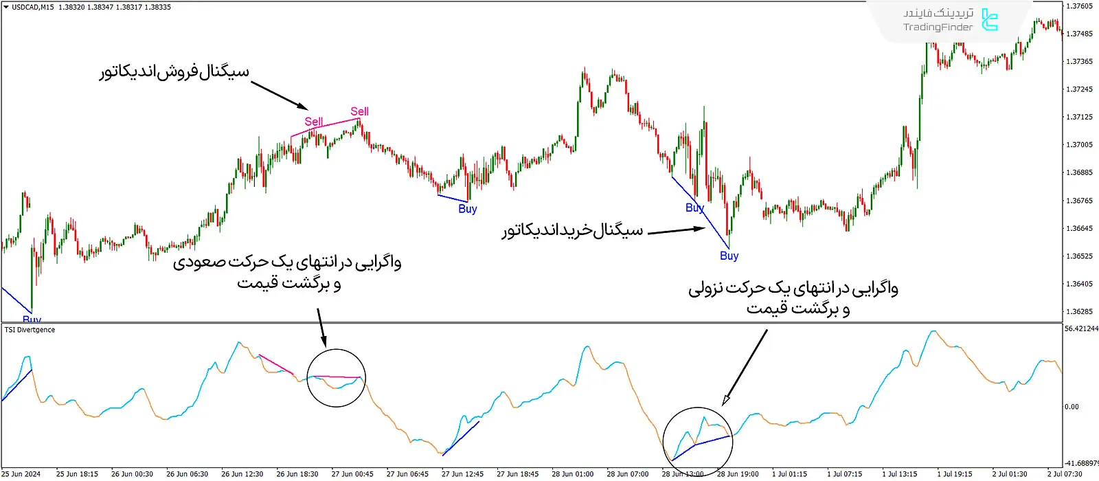 دانلود اندیکاتور واگرایی خودکار شاخص قدرت واقعی (TSI Divergence) در متاتریدر 4 - رایگان 1