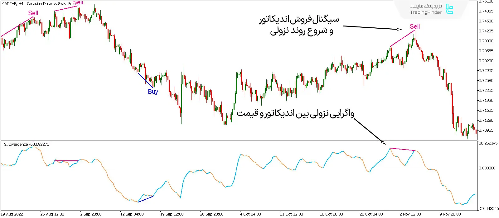 دانلود اندیکاتور واگرایی خودکار شاخص قدرت واقعی (TSI Divergence) در متاتریدر 5 - رایگان 3