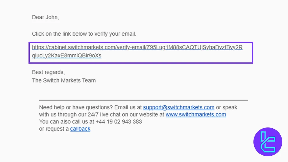 Email Verification to sign up for Switch Markets