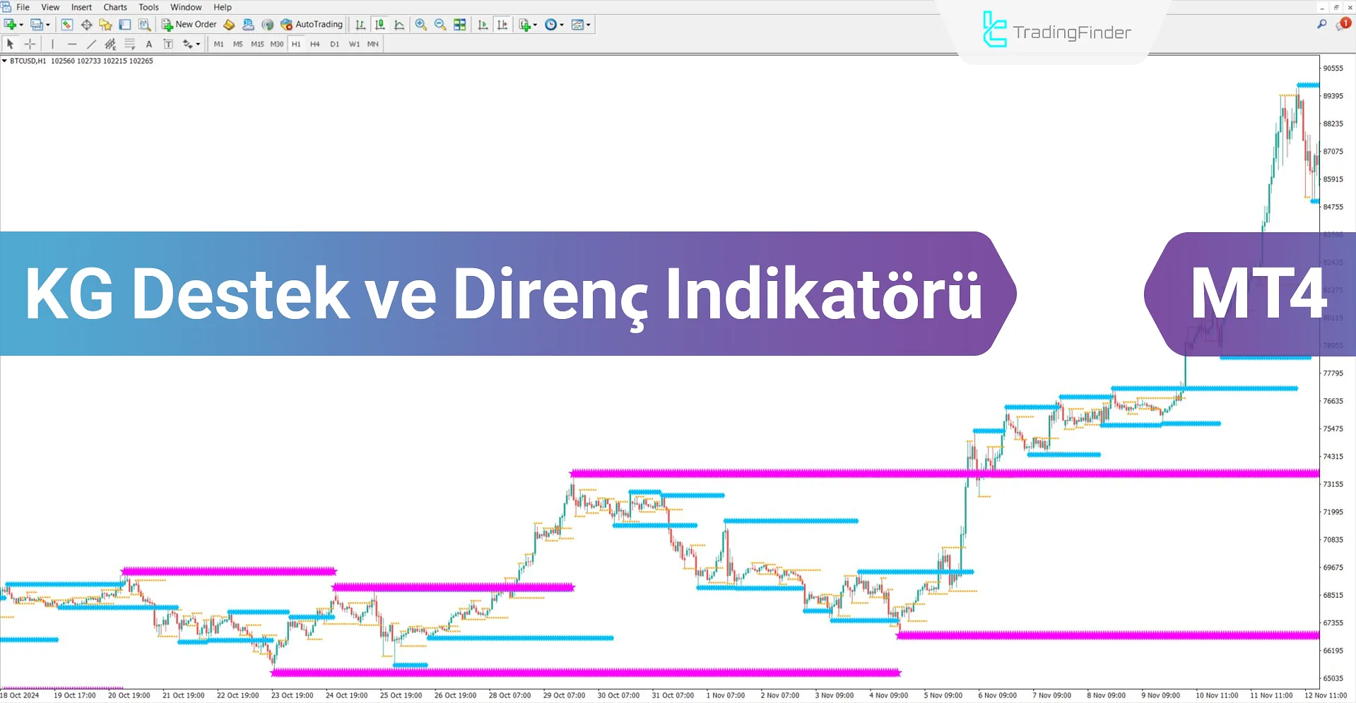 KG Destek & Direnç Göstergesi MT4 İçin İndirme - Ücretsiz - [TradingFinder]