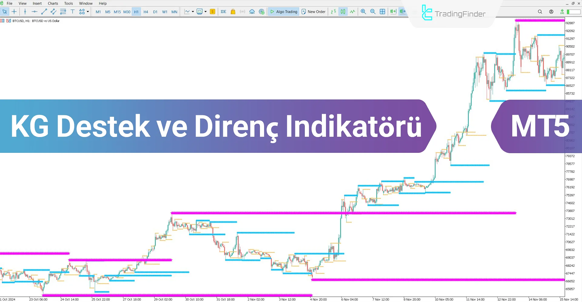 KG Destek & Direnç Göstergesi MT5 İçin İndirme - Ücretsiz - [TradingFinder]