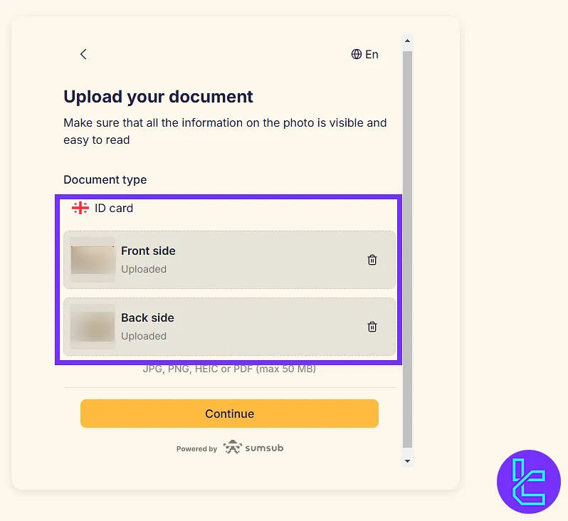 Uploading ID for KOT4X authentication