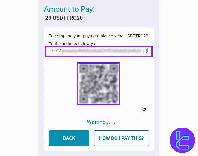 JustMarkets TRC20 payment wallet address