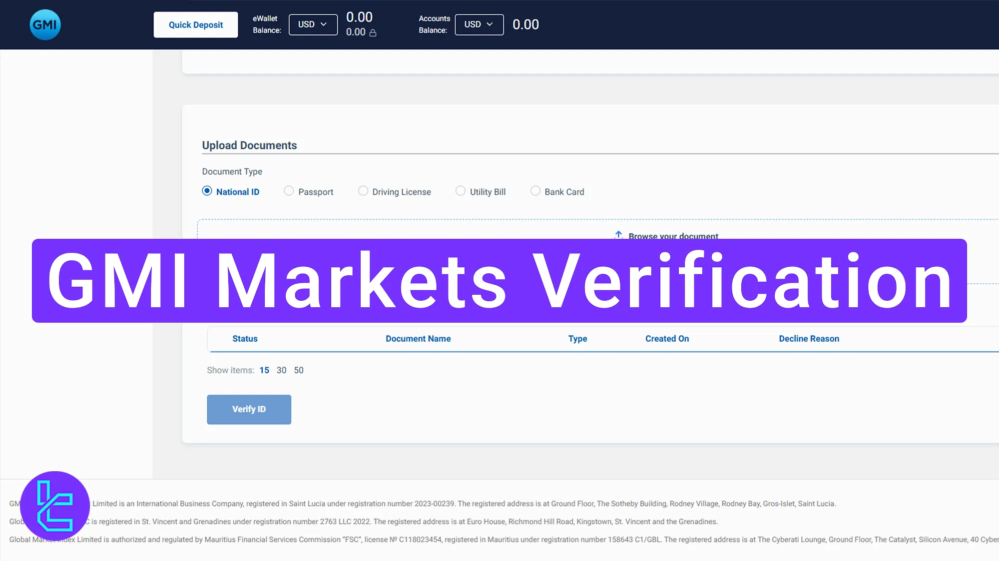 Complete your GMI Markets verification