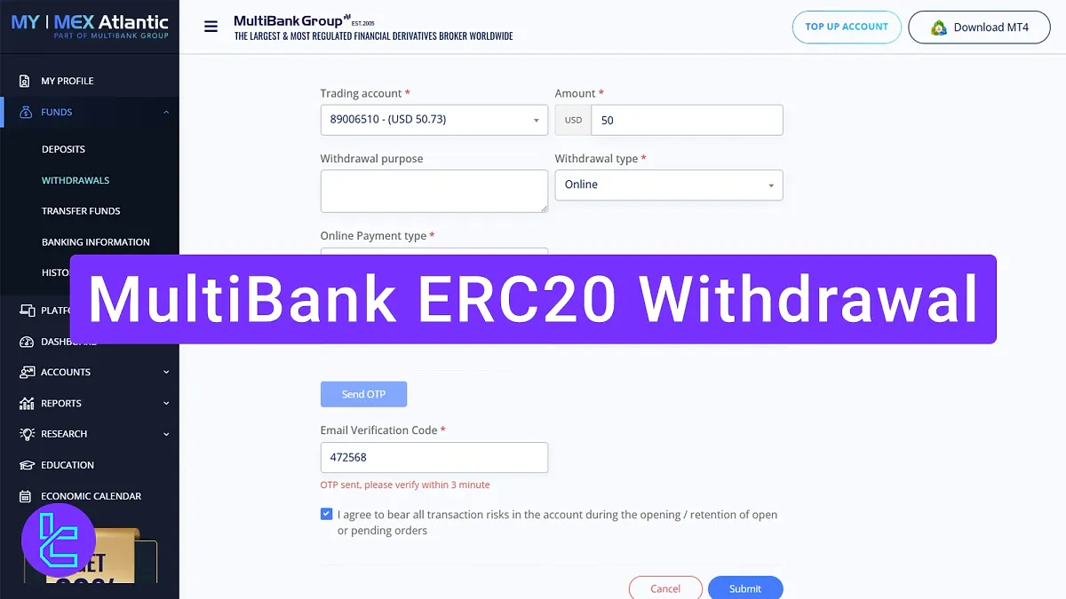 MultiBank ERC20 Withdrawal 2025 [24-Hour Processing Time and $0 Fees]
