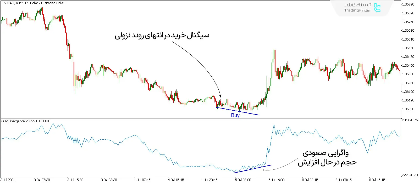 دانلود اندیکاتور واگرایی خودکار حجم تعادلی (OBV Divergence) در متاتریدر 5 - رایگان - [تریدینگ فایندر] 2