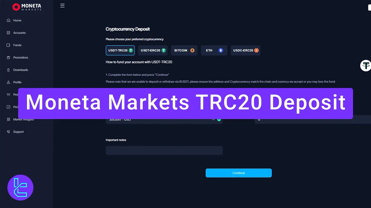Moneta Markets TRC20 Deposit 2025 [Minimum Transaction Amount $50]