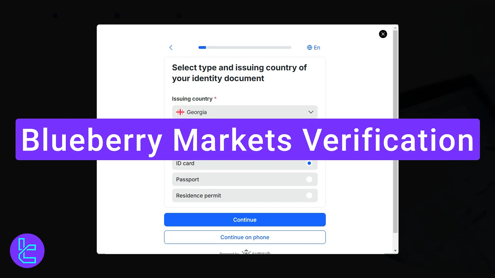 Blueberry Markets identity confirmation process step-by-step