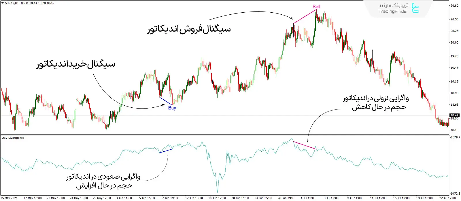 دانلود اندیکاتور واگرایی خودکار حجم تعادلی (OBV Divergence) در متاتریدر 4 - رایگان - [تریدینگ فایندر] 1