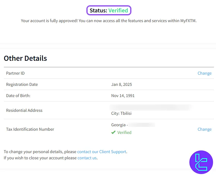 FXTM account is verified