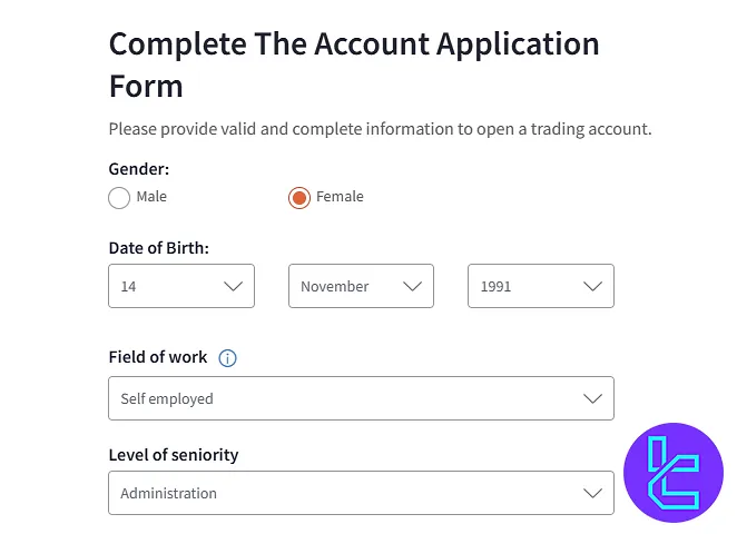 Fill your personal details for FXTM account approval