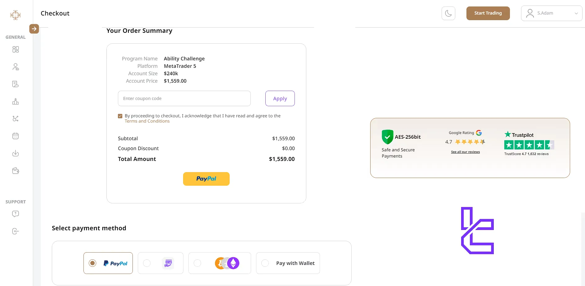 AudaCity Capital Payment Methods