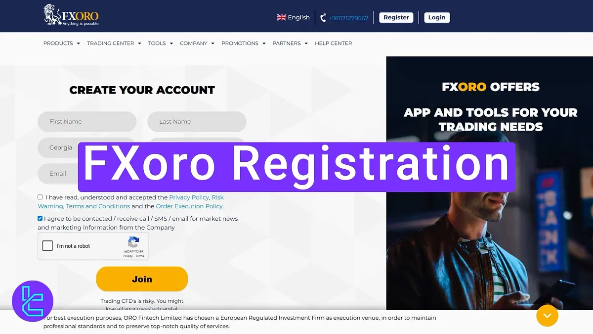 FXoro Registration - Name, Country, and Contact Details [3 Steps] 2025