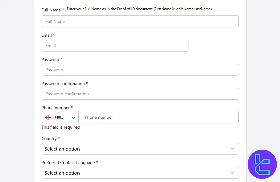 ICM.com sign-up form